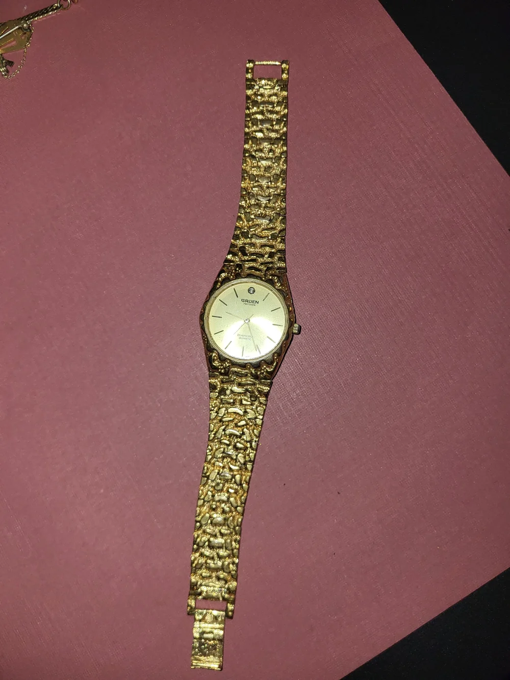 Gruen Gold-Tone Textured Bracelet Watch